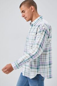 WHITE/MULTI Plaid Linen-Blend Shirt, image 2