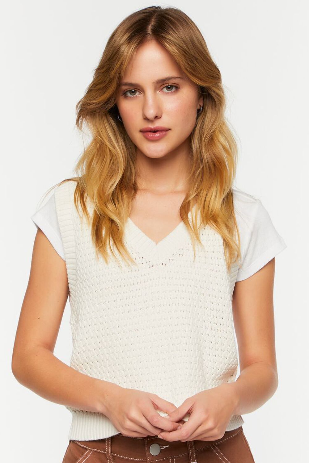 Sweater-Knit V-Neck Vest, image 1