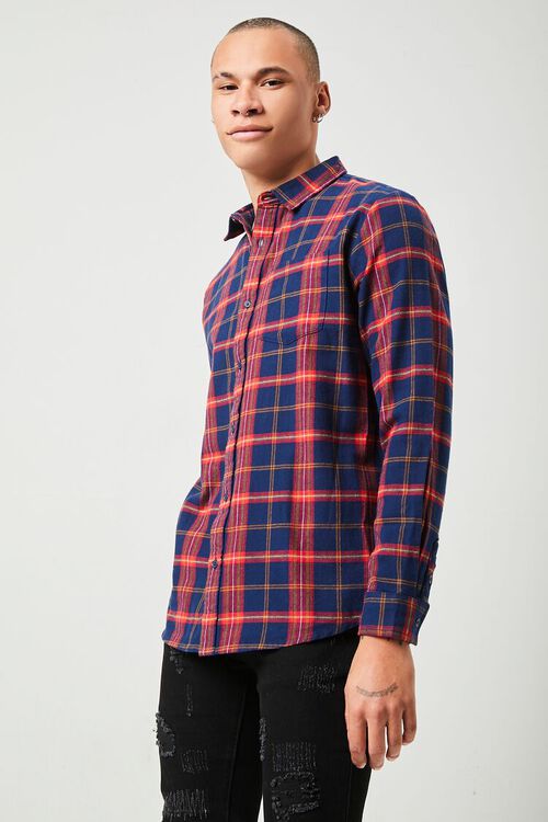 NAVY/RED Plaid Flannel Shirt, image 1