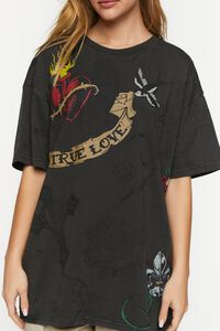 CHARCOAL/MULTI Oversized True Love Graphic Tee, image 5