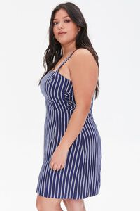NAVY/CREAM Plus Size Striped Mini Dress, image 2