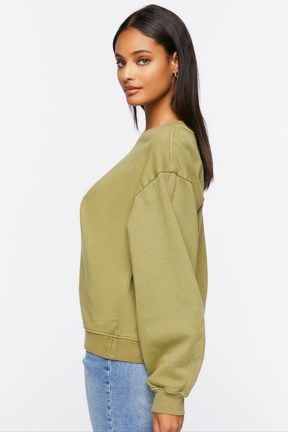 OLIVE Ribbed-Trim Crew Neck Pullover, image 2