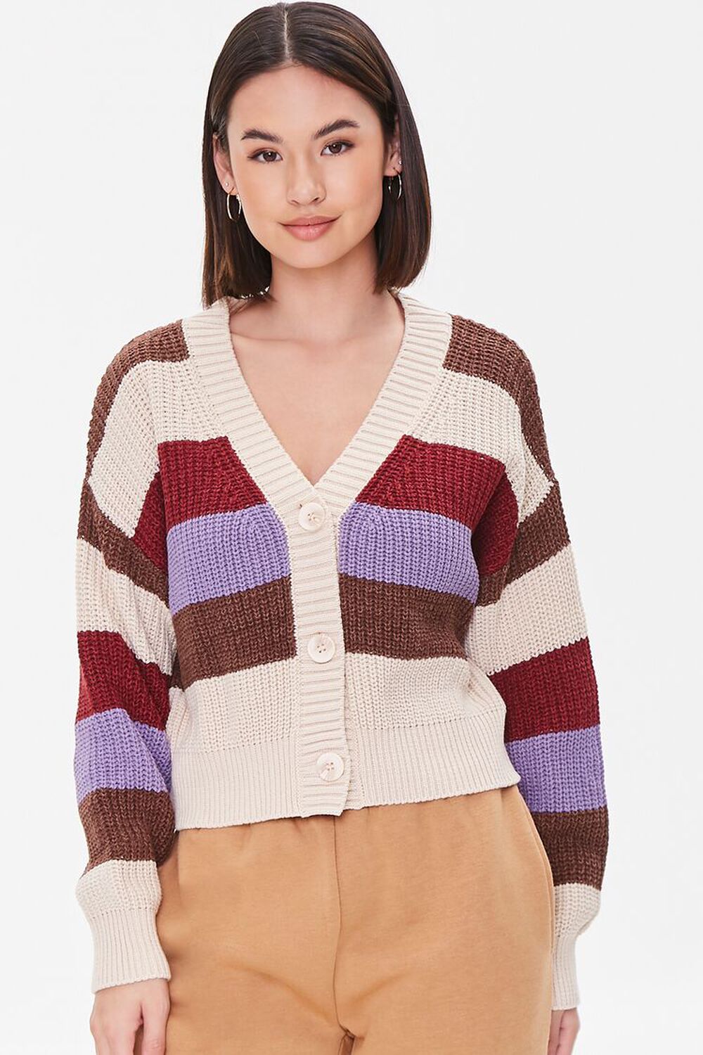 CREAM/MULTI Striped Cardigan Sweater, image 1