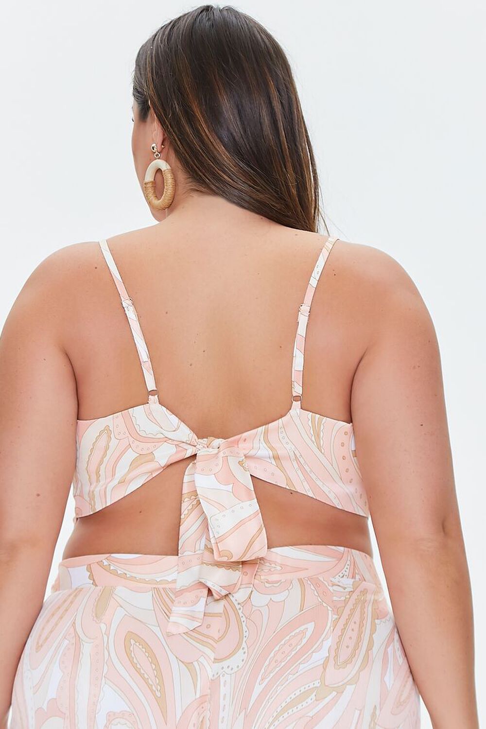 ROSE/MULTI Plus Size Paisley Print Tie-Back Cami, image 3