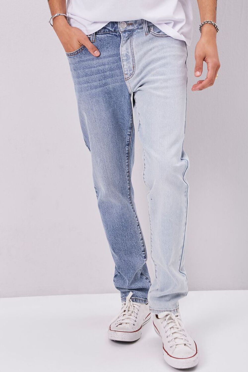MEDIUM DENIM/DENIM Colorblock Slim-Fit Jeans, image 2