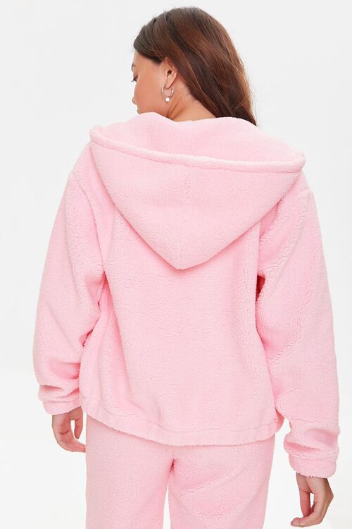 BABY PINK Hooded Faux Shearling Jacket, image 3