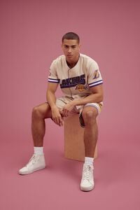 TAUPE/MULTI Embroidered Los Angeles Lakers Jersey, image 1