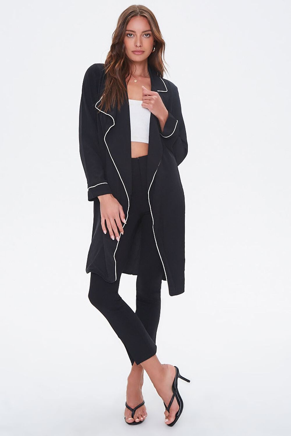 Piped-Trim Duster Coat, image 1