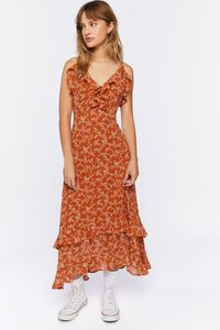 RUST/MULTI Ruffled Ditsy Floral Maxi Dress, image 1