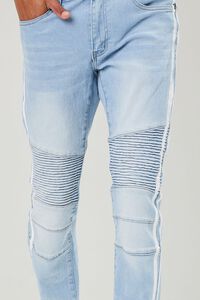 LIGHT DENIM Striped Slim-Fit Moto Jeans, image 5