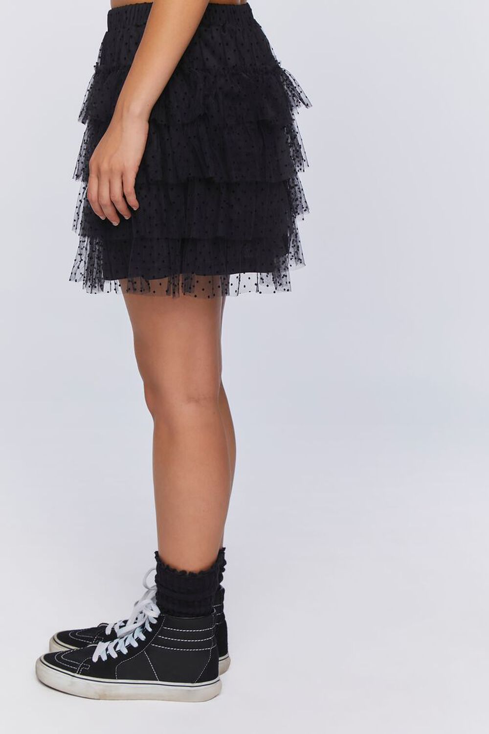 BLACK Clip Dot Tiered Mini Skirt, image 3