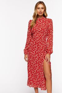 RED/MULTI Ditsy Floral Print Open-Back Midi Dress, image 4