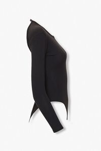 BLACK Ribbed Open-Back Bodysuit, image 2