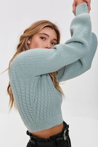 SAGE Cable Knit Peasant Sleeve Sweater, image 2