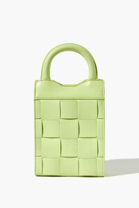 GREEN Faux Leather Crosshatch Quilted Crossbody Bag, image 1