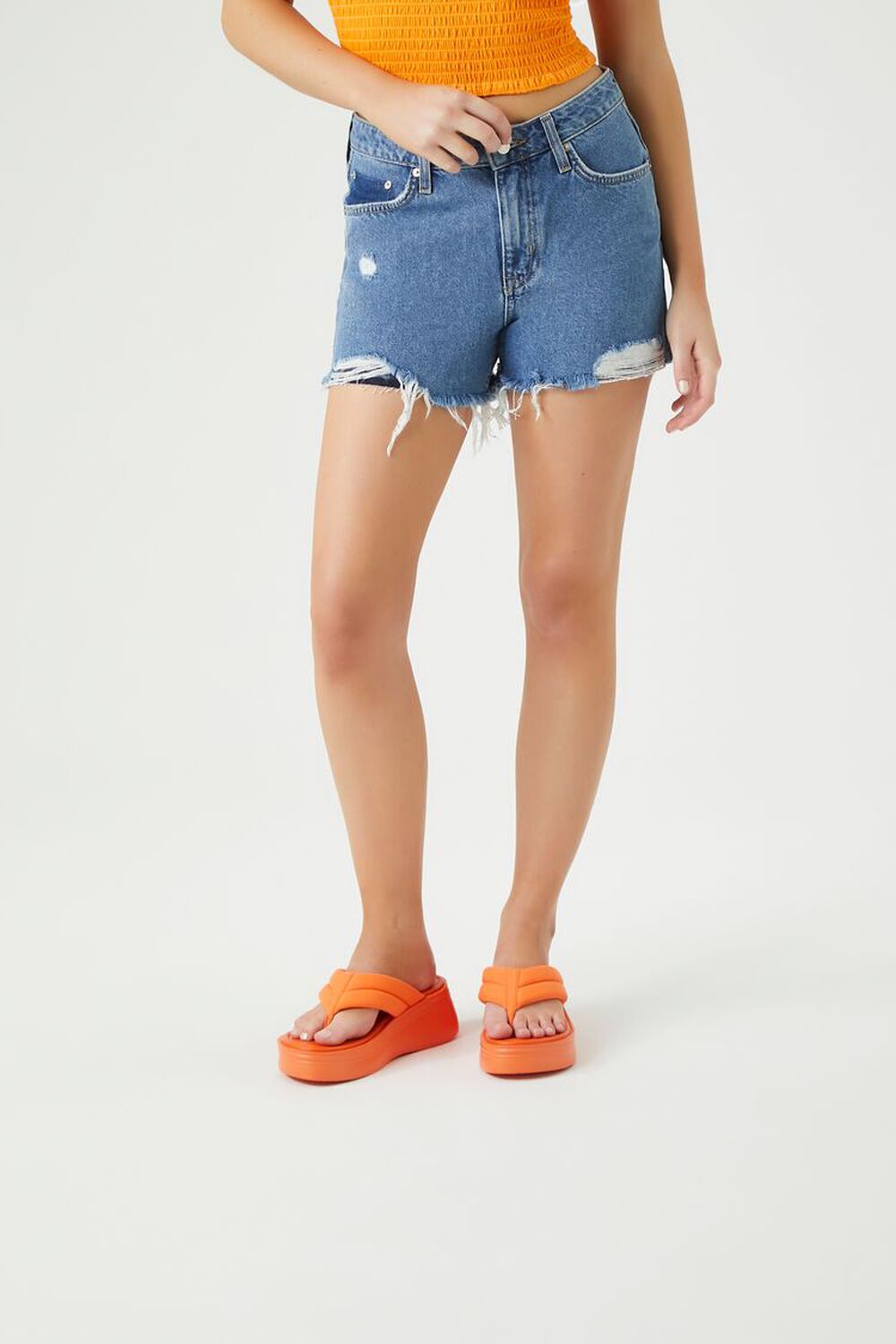 Recycled Cotton High-Rise Denim Shorts