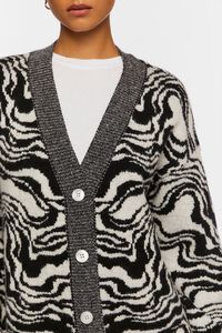 BLACK/CREAM Oversized Abstract Cardigan Sweater, image 5