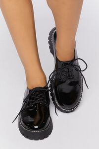 BLACK Faux Patent Leather Oxford Sneakers, image 4