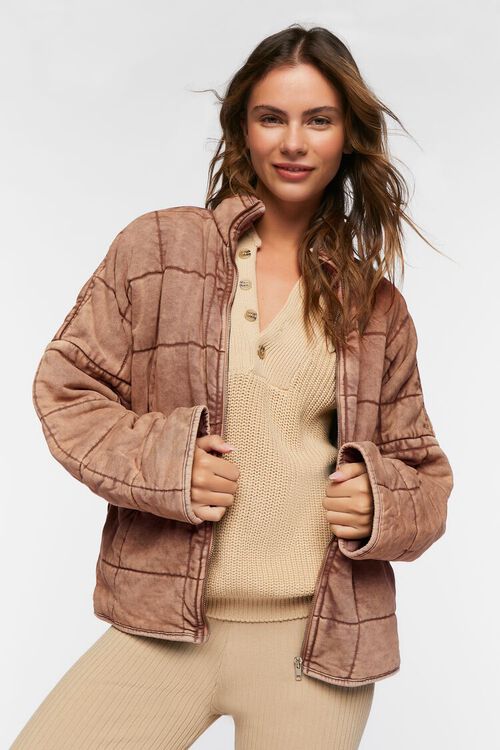 TAUPE Quilted Zip-Up Jacket, image 2