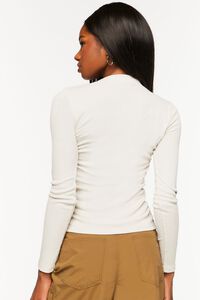 NEUTRAL GREY Ruched Mock Neck Long-Sleeve Top, image 3