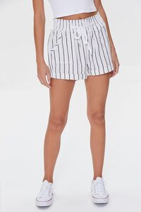 CREAM/BLACK Striped Drawstring Shorts, image 2