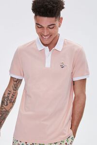 PINK/WHITE Skateboarder Graphic Embroidered Polo, image 1