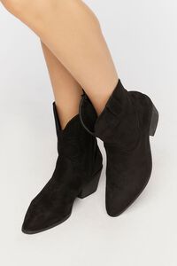 BLACK Faux Suede Cowboy Boots, image 1