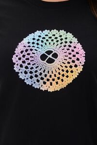 BLACK/MULTI Plus Size Rainbow Crochet Tee, image 5