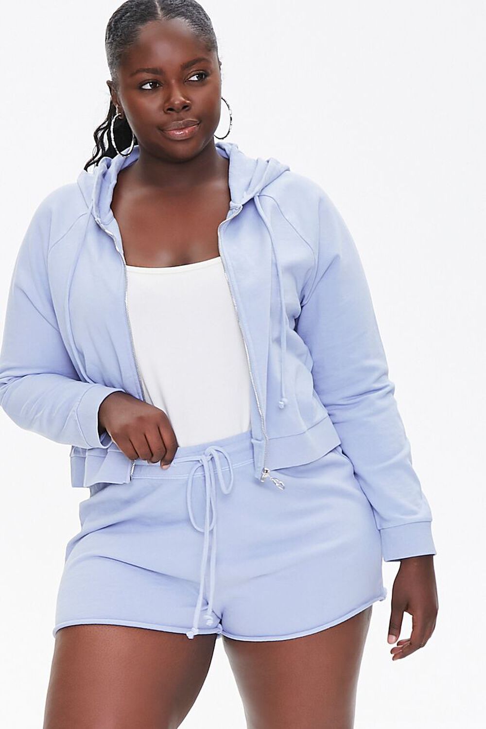 DUSTY BLUE Plus Size French Terry Shorts, image 1