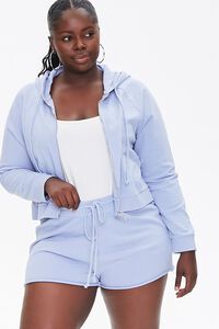 DUSTY BLUE Plus Size French Terry Shorts, image 1