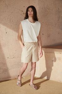 KHAKI Cotton-Blend Drawstring Shorts, image 1