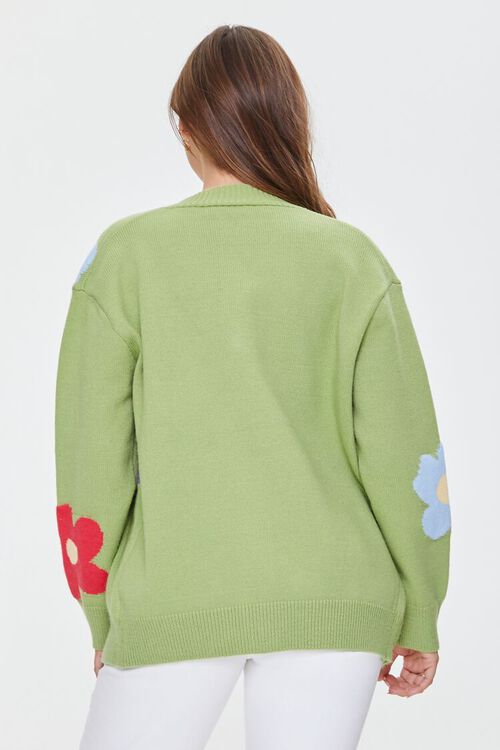 AVOCADO/MULTI Floral Print Cardigan Sweater, image 4