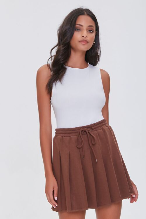 CHOCOLATE Pleated French Terry Skirt, image 1