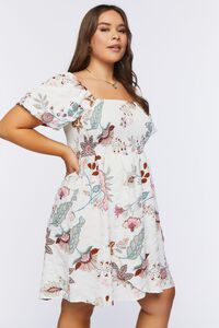 CREAM/MULTI Plus Size Floral Print Mini Dress, image 2