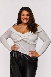 CREAM Plus Size Twisted Off-the-Shoulder Top, image 1