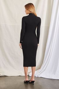 BLACK Ribbed Cutout Midi Dress, image 3