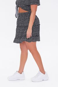 BLACK/CREAM Plus Size Floral Print Mini Skirt, image 3