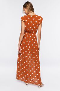 TAN/CREAM Polka Dot Butterfly-Sleeve Maxi Dress, image 3