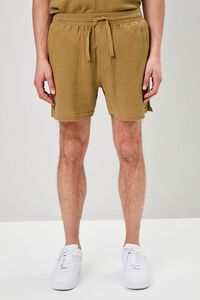 BROWN Seersucker Drawstring Shorts, image 2