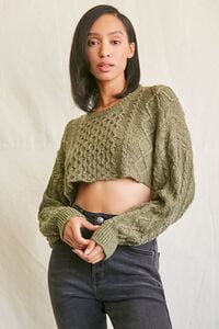 OLIVE Cropped Cable Knit Sweater, image 1