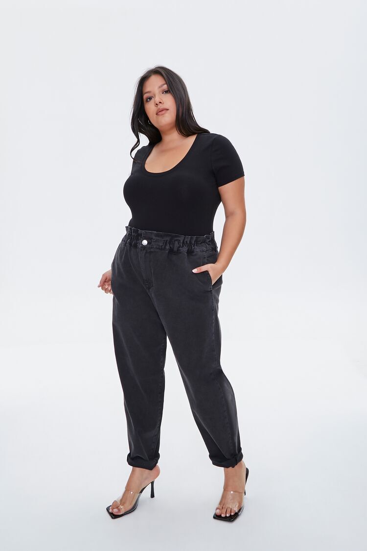 Plus Size Ultra High Rise Paperbag Waist Wide Leg Jeans - Tall Inseam |  Fashion to Figure