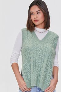 SAGE Cable Knit Slit Sweater Vest, image 2