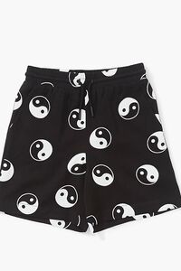 BLACK/WHITE Kids Yin Yang Print Shorts (Girls + Boys), image 3