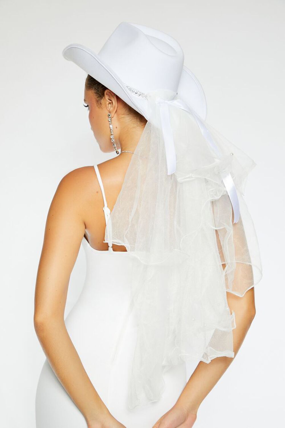 WHITE/MULTI Rhinestone Veil Cowboy Hat, image 1