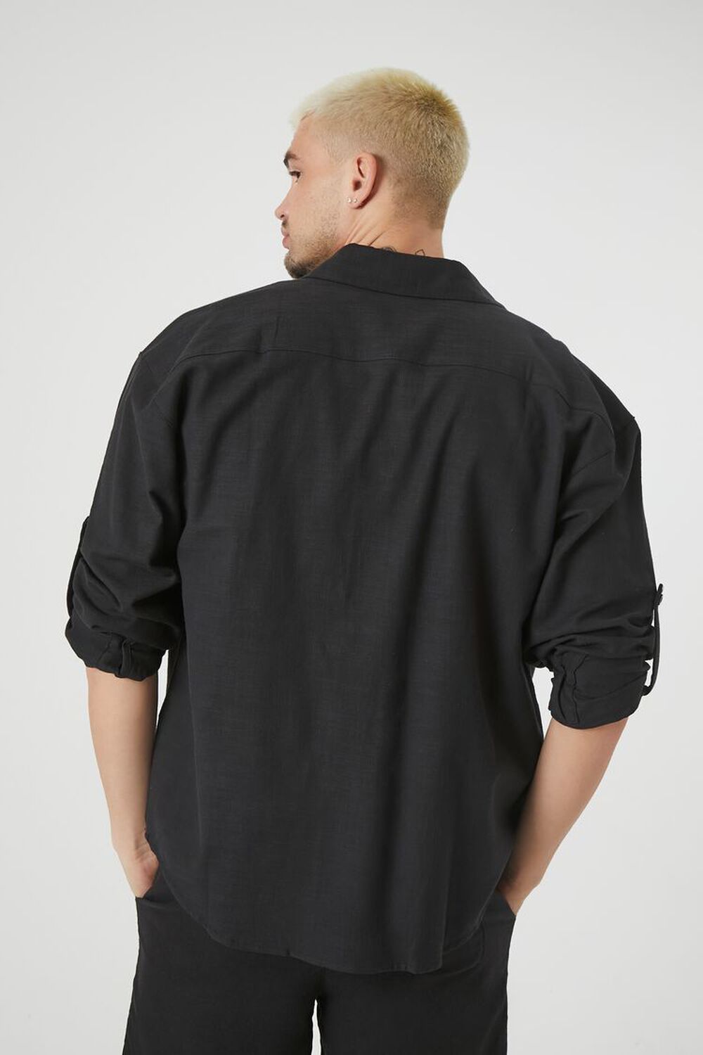 BLACK Textured Curved-Hem Shirt, image 3