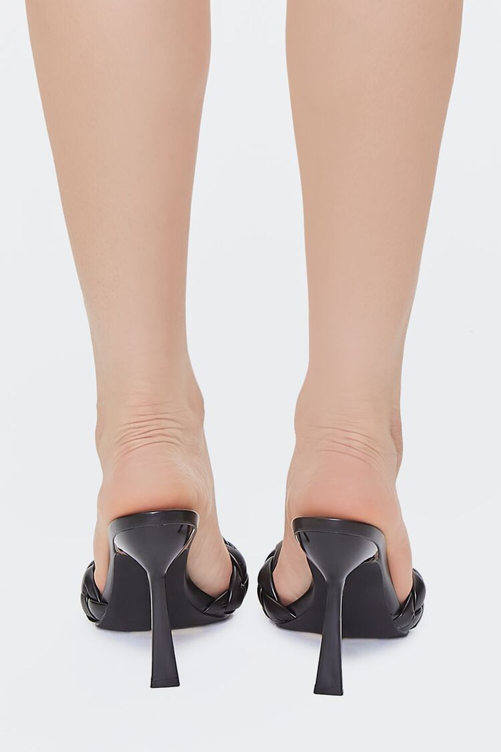 BLACK Braided Slip-On Stiletto Heels, image 3