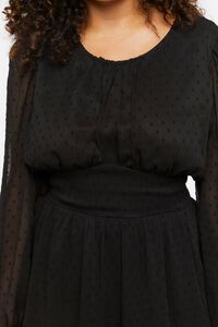 BLACK Plus Size Swiss Dot Mini Dress, image 5