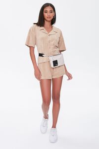 BROWN Kendall & Kylie Terrycloth Notched Shirt, image 5
