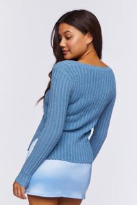 BLUE Glitter Knit Square Neck Sweater, image 4