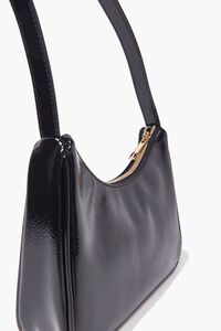 BLACK Faux Leather Shoulder Bag, image 3